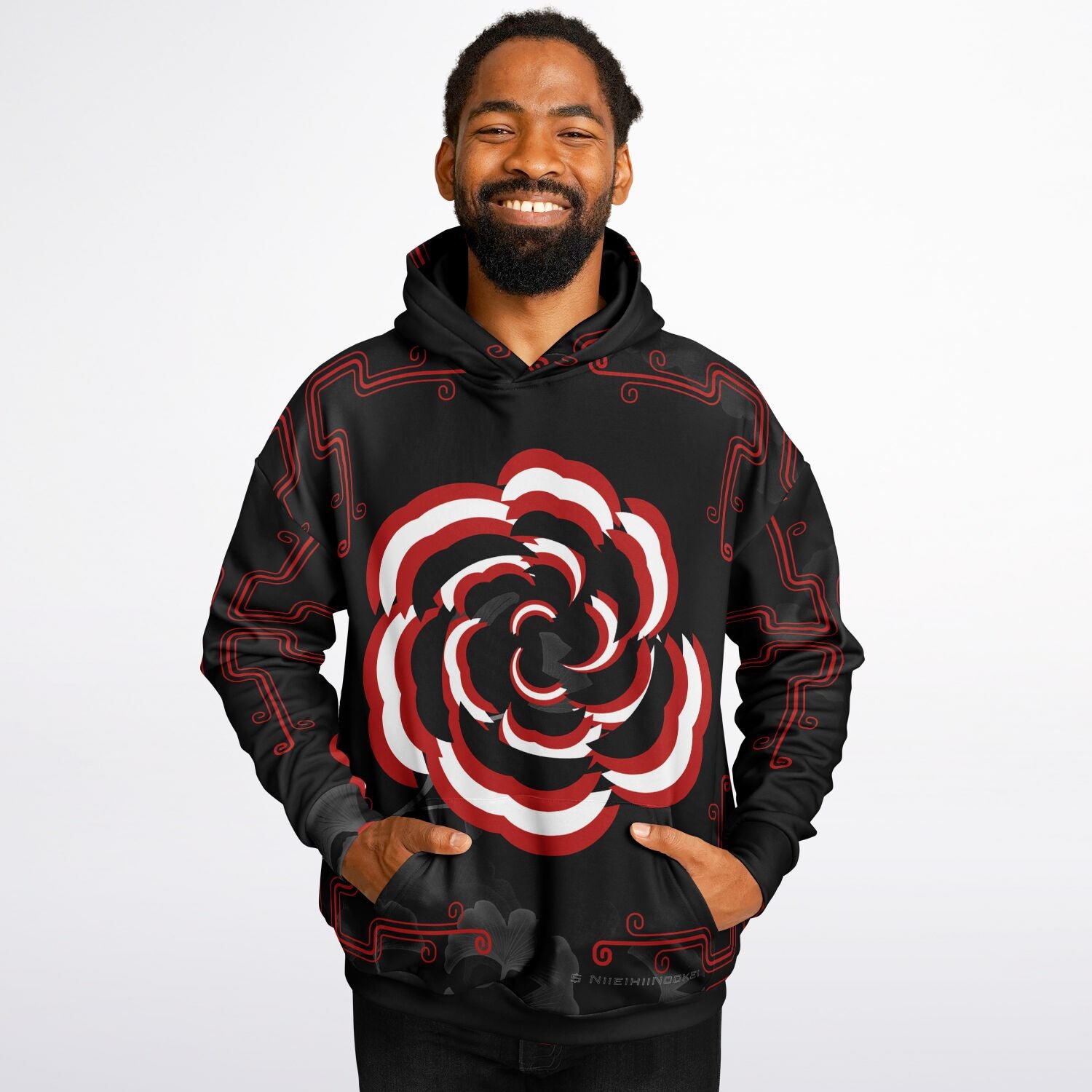 $NiieihiiNookeii Rose Heavyweight Oversized Hoodie - AOP