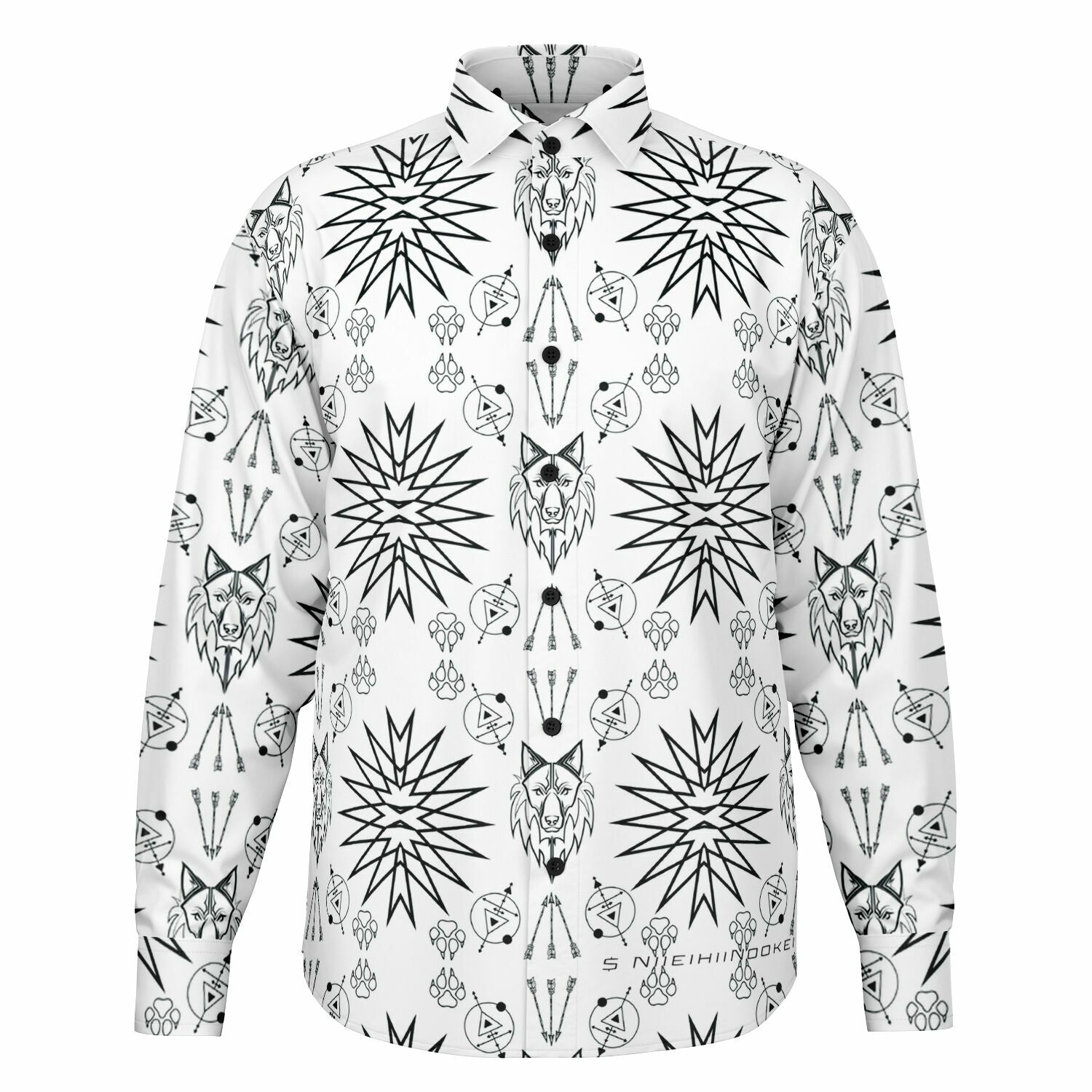 $NiieihiiNookei Long Sleeve Button Down Shirt - AOP