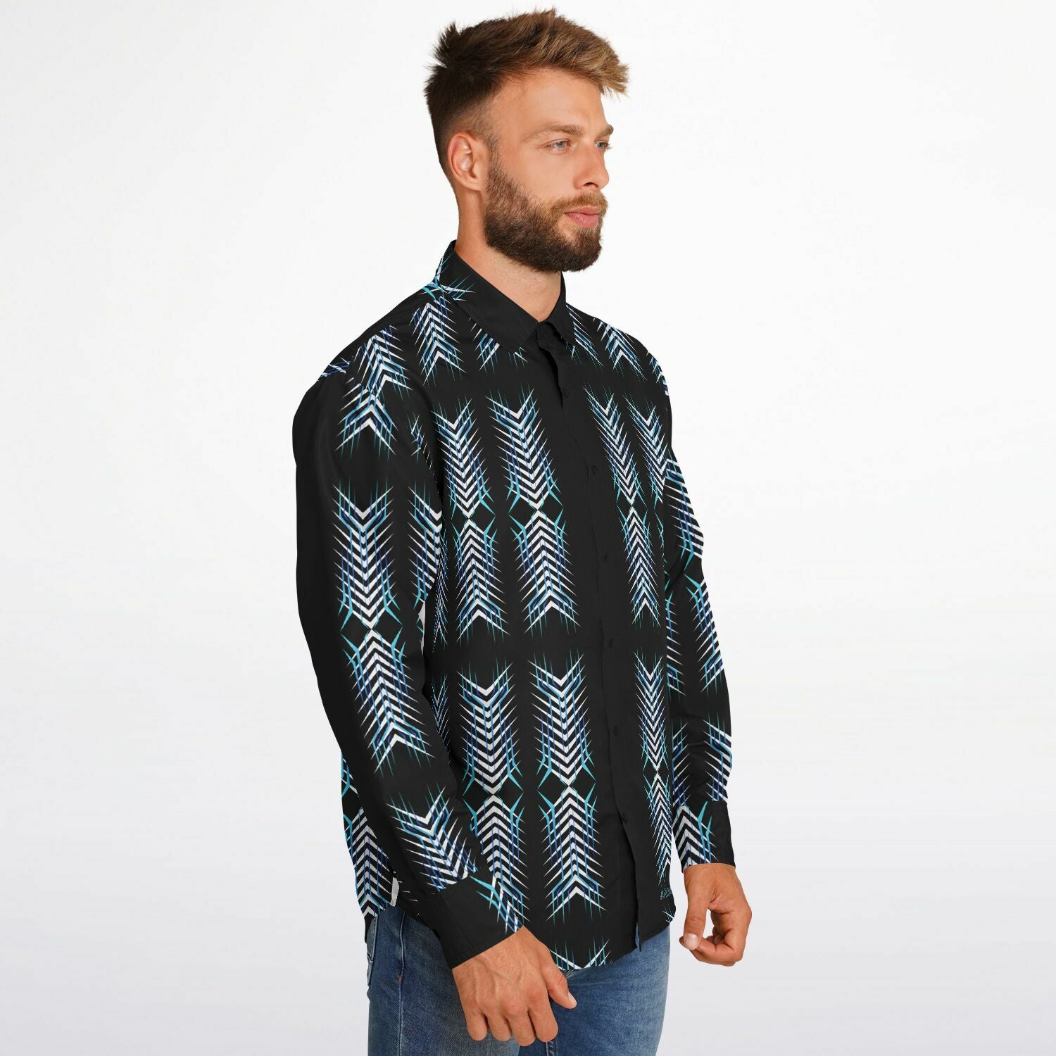 $NiieihiiNookei Long Sleeve Button Down Shirt - AOP
