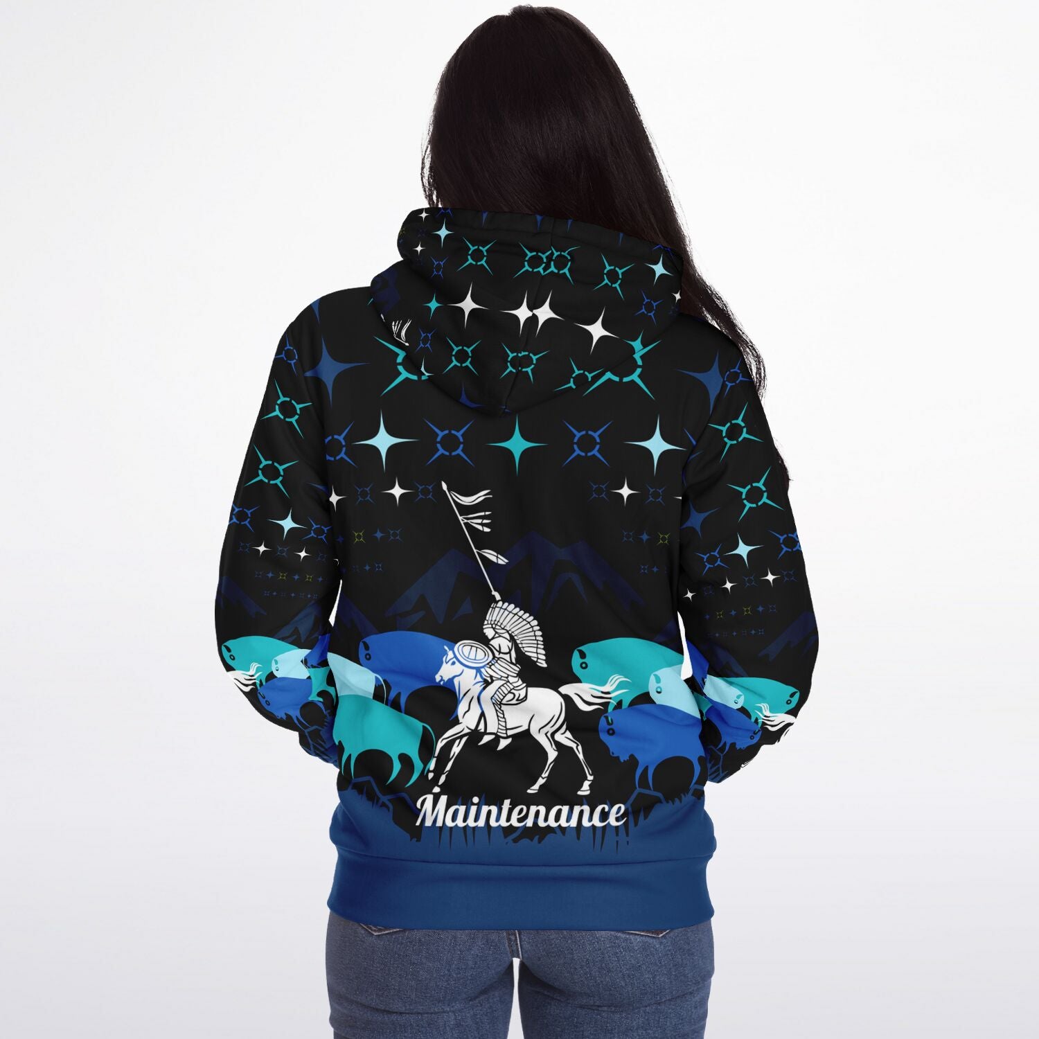 $NiieihiiNookei CUSTOM Shoshone Rose Microfleece Ziphoodie - AOP