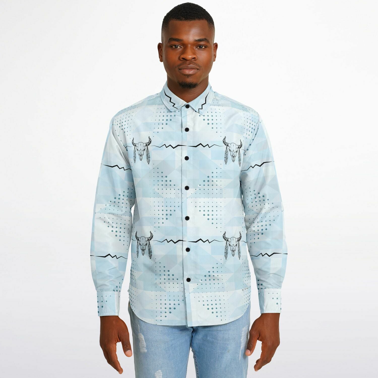 $NiieihiiNookei Long Sleeve Button Down Shirt - AOP