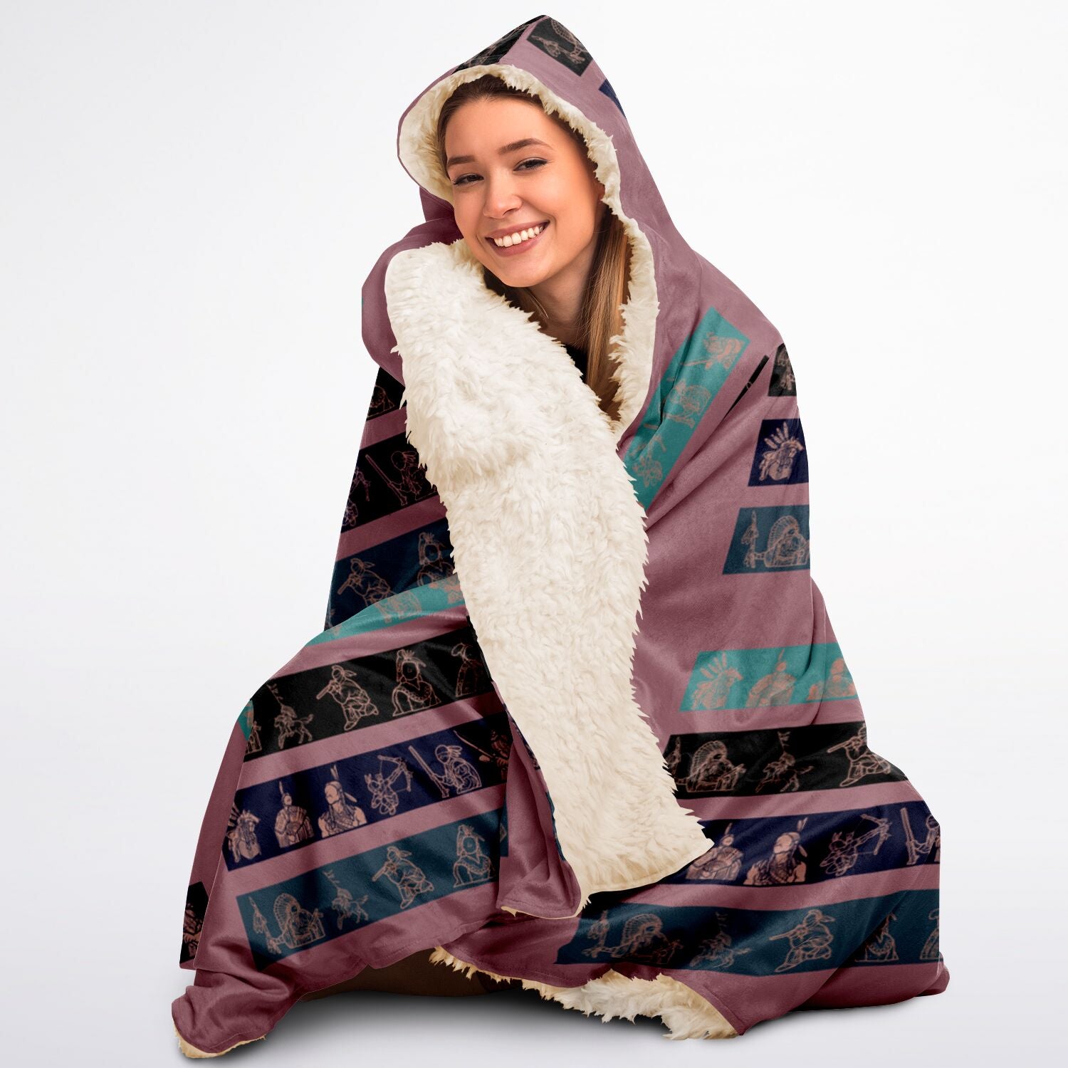 $NiieihiiNookei Hooded Blanket Sherpa - AOP