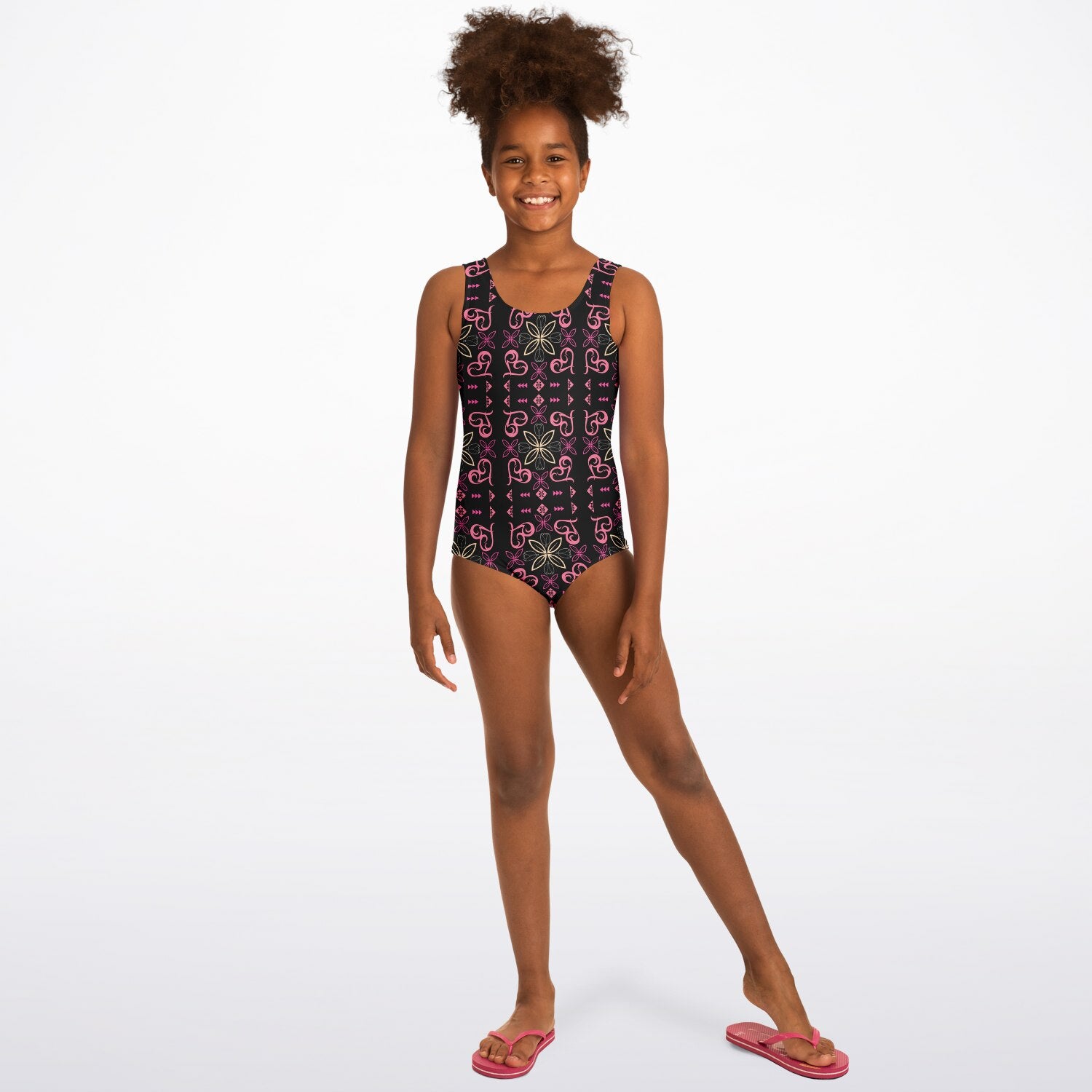 FLOWERS & HEARTZ Kids One-Piece Swimsuit - AOP