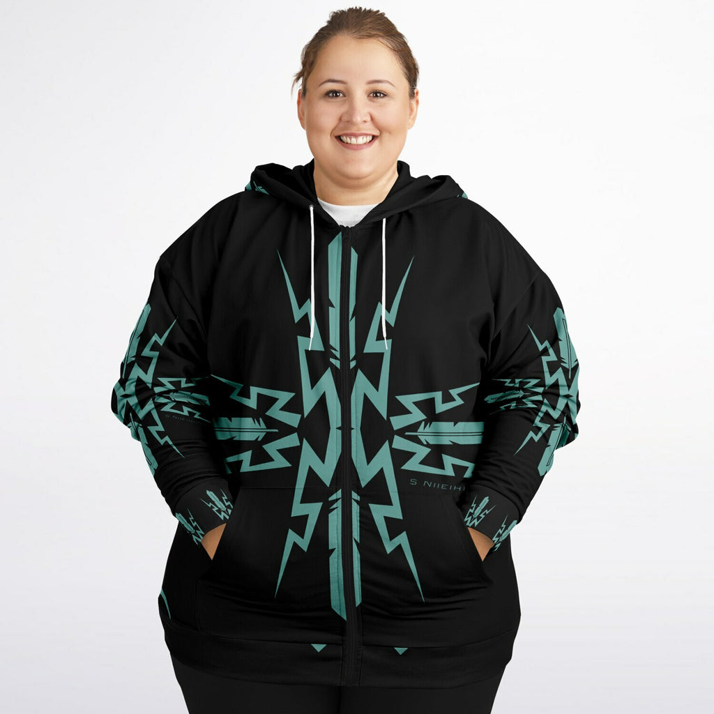 $NiieihiiNookei Plus-size Ziphoodie - AOP
