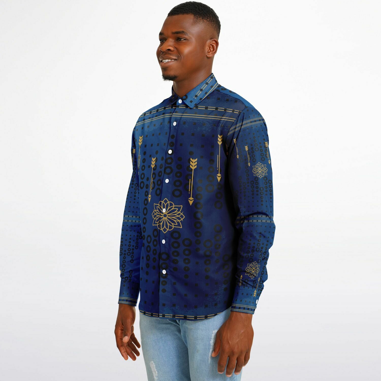 $NiieihiiNookei Long Sleeve Button Down Shirt - AOP