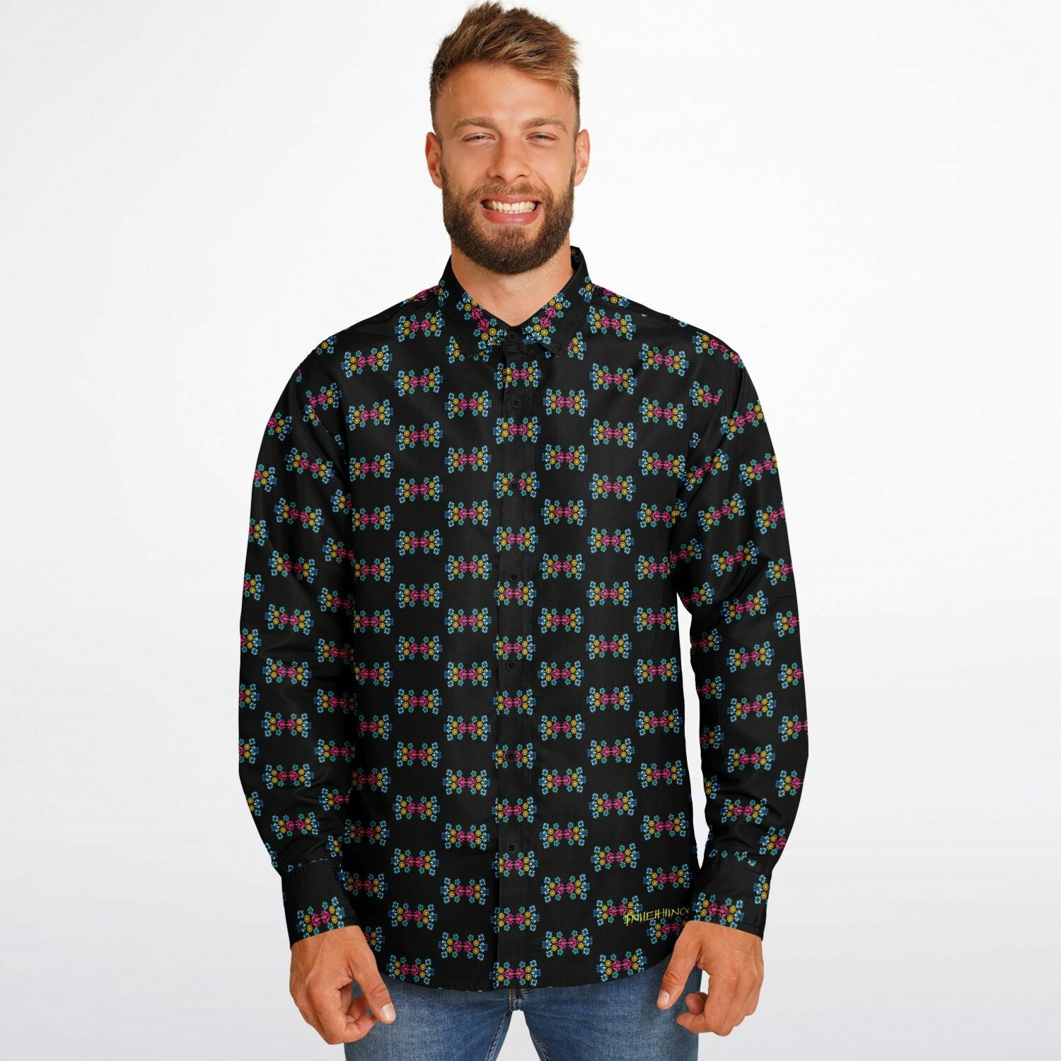 $NiieihiiNookei Long Sleeve Button Down Shirt - AOP