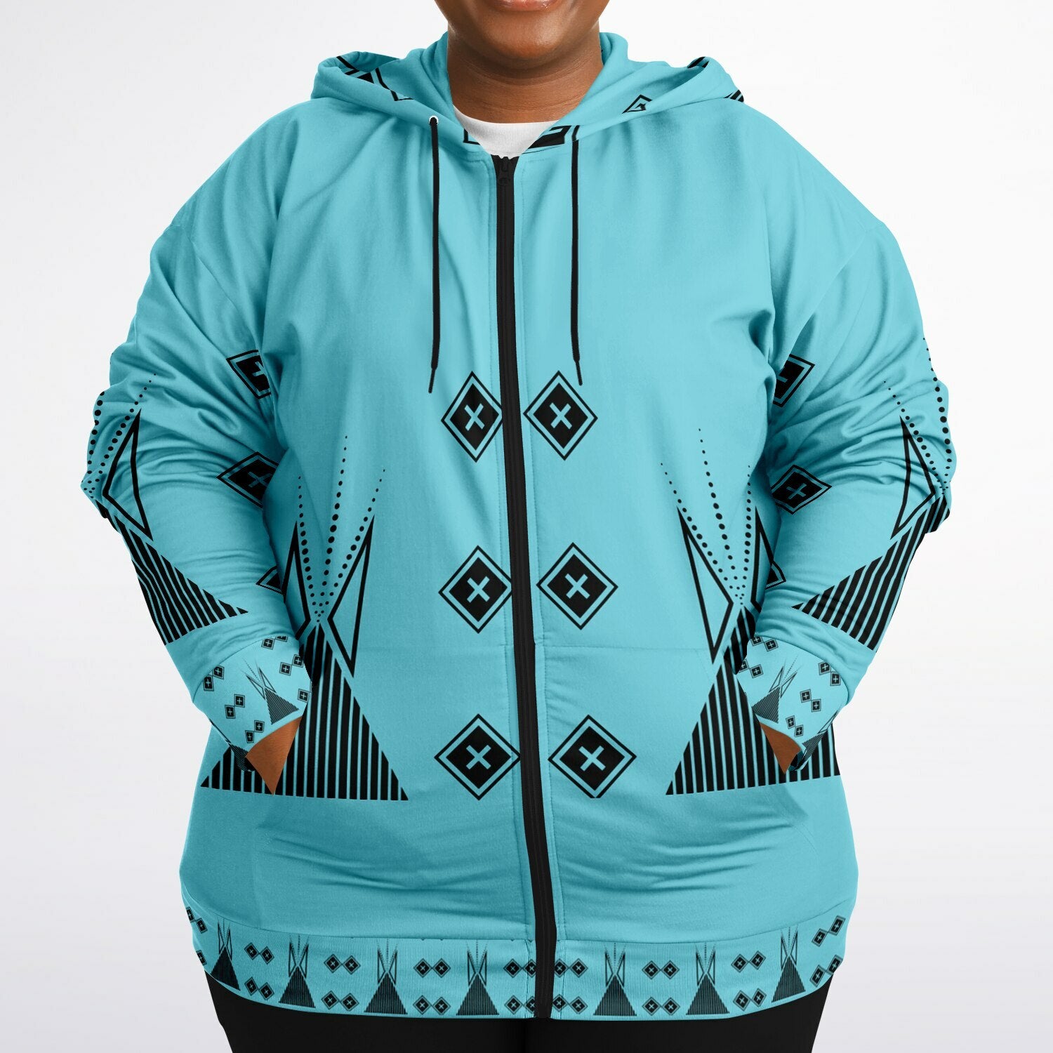 $NiieihiiNookei Fashion Plus-size Ziphoodie - AOP