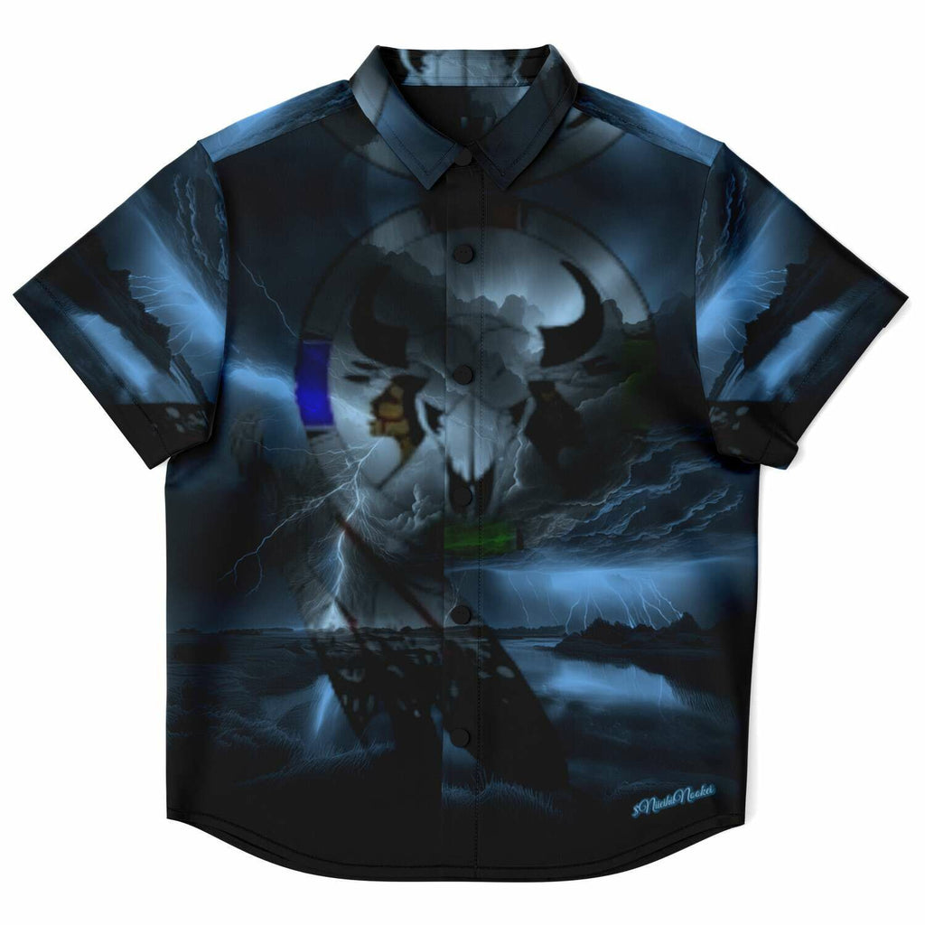 Northern Arapaho Tribe Logo Kids/Youth Short Sleeve Button Down Shirt - AOP