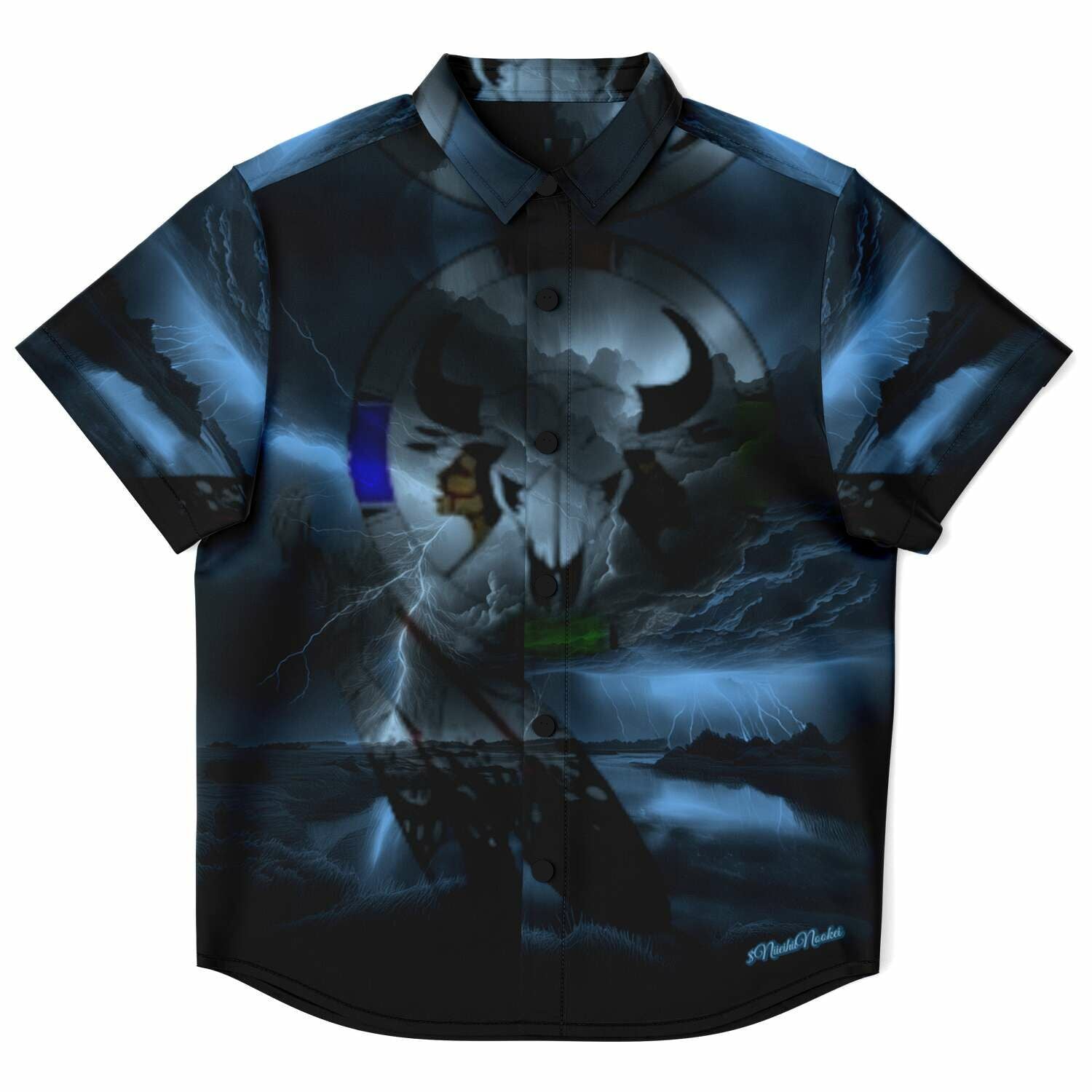 Northern Arapaho Tribe Logo Kids/Youth Short Sleeve Button Down Shirt - AOP