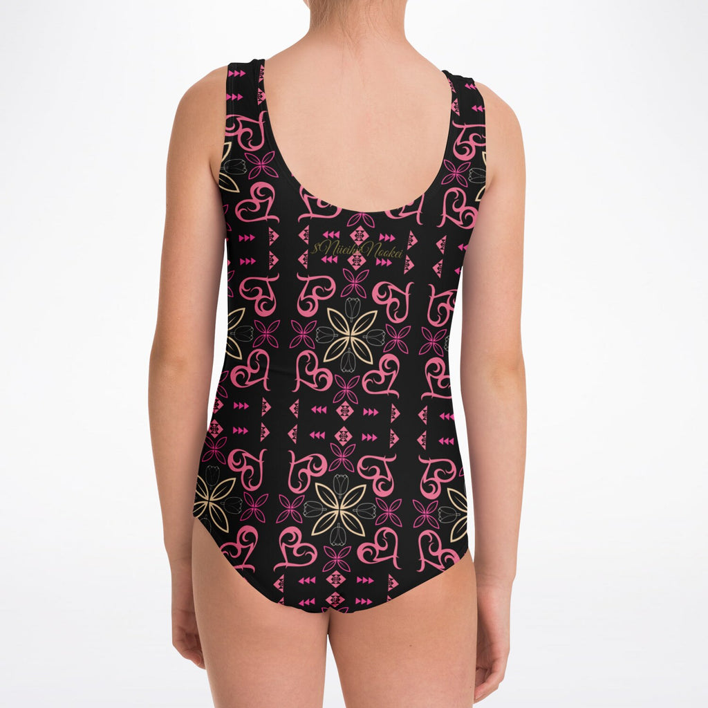 FLOWERS & HEARTZ Kids One-Piece Swimsuit - AOP