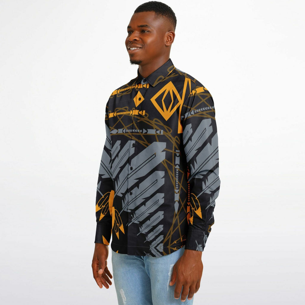 $NiieihiiNookei Long Sleeve Button Down Shirt - AOP