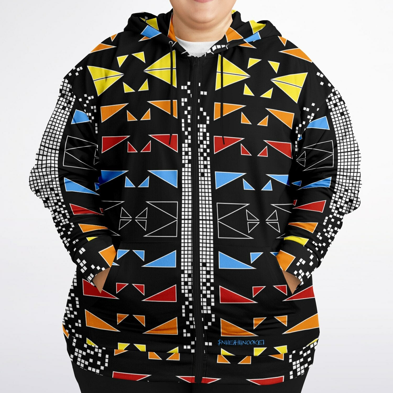 $NiieihiiNookei Fashion Plus-size Ziphoodie - AOP