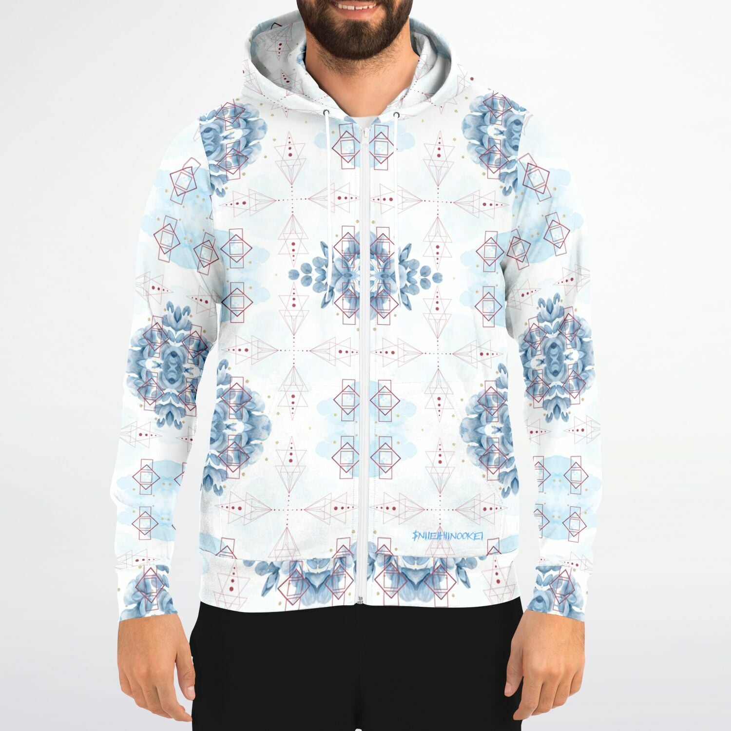 Athletic Zip-Up Hoodie - AOP