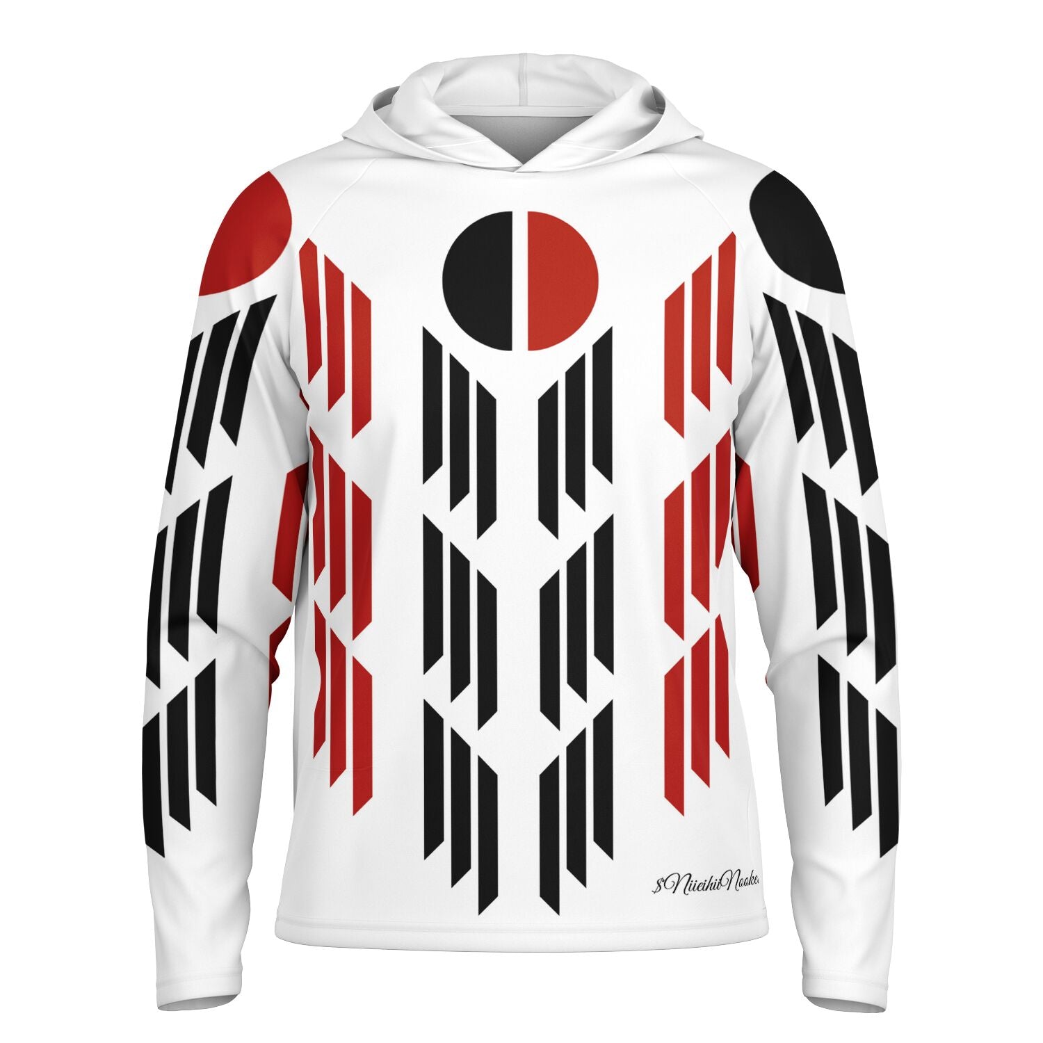 Arapaho Flag Long Sleeve Hooded Performance Shirt - AOP