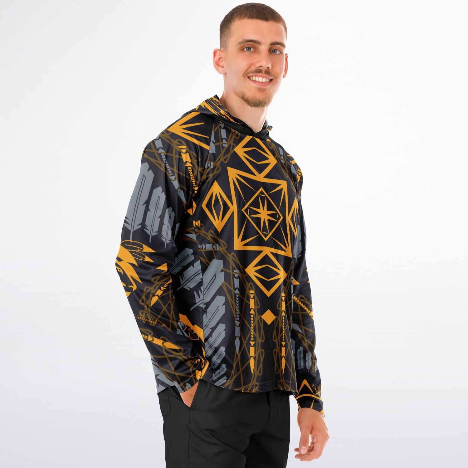 $NiieihiiNookei Long Sleeve Hooded Performance Shirt - AOP