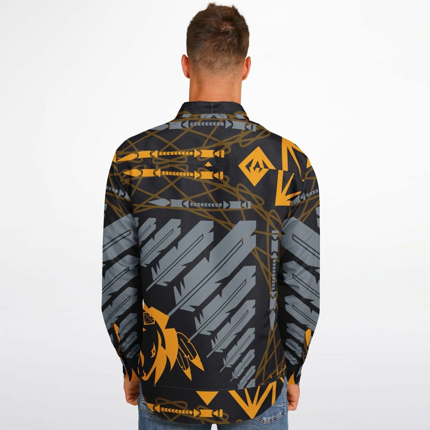 $NiieihiiNookei Long Sleeve Button Down Shirt - AOP