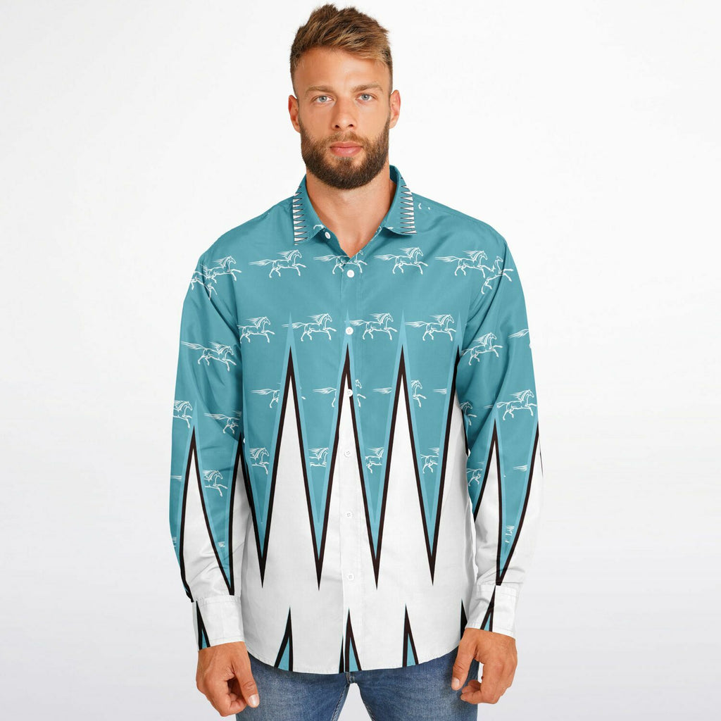 $NiieihiiNookei Long Sleeve Button Down Shirt - AOP
