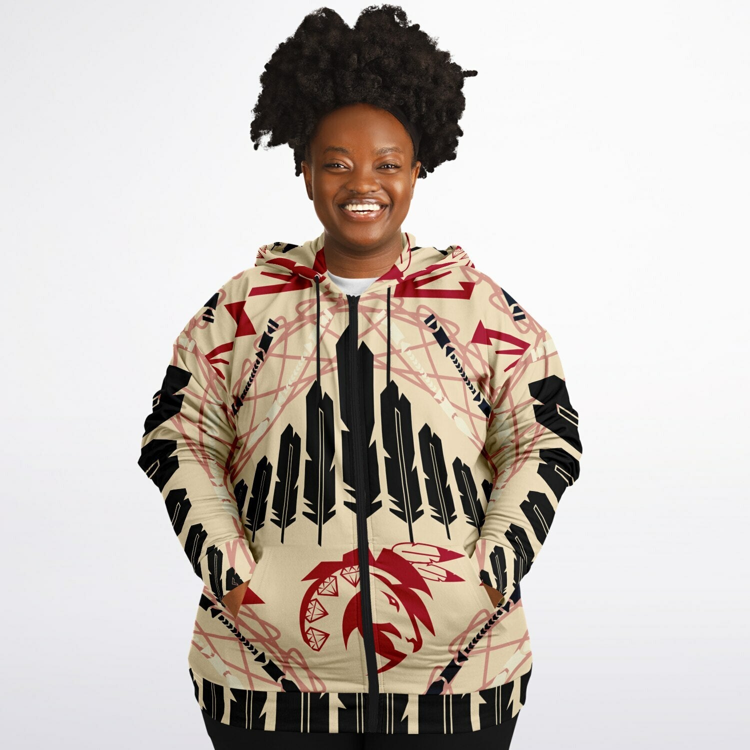$NiieihiiNookei Plus-size Ziphoodie - AOP