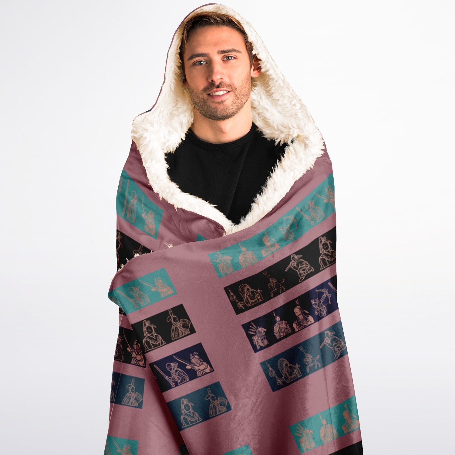 $NiieihiiNookei Hooded Blanket Sherpa - AOP