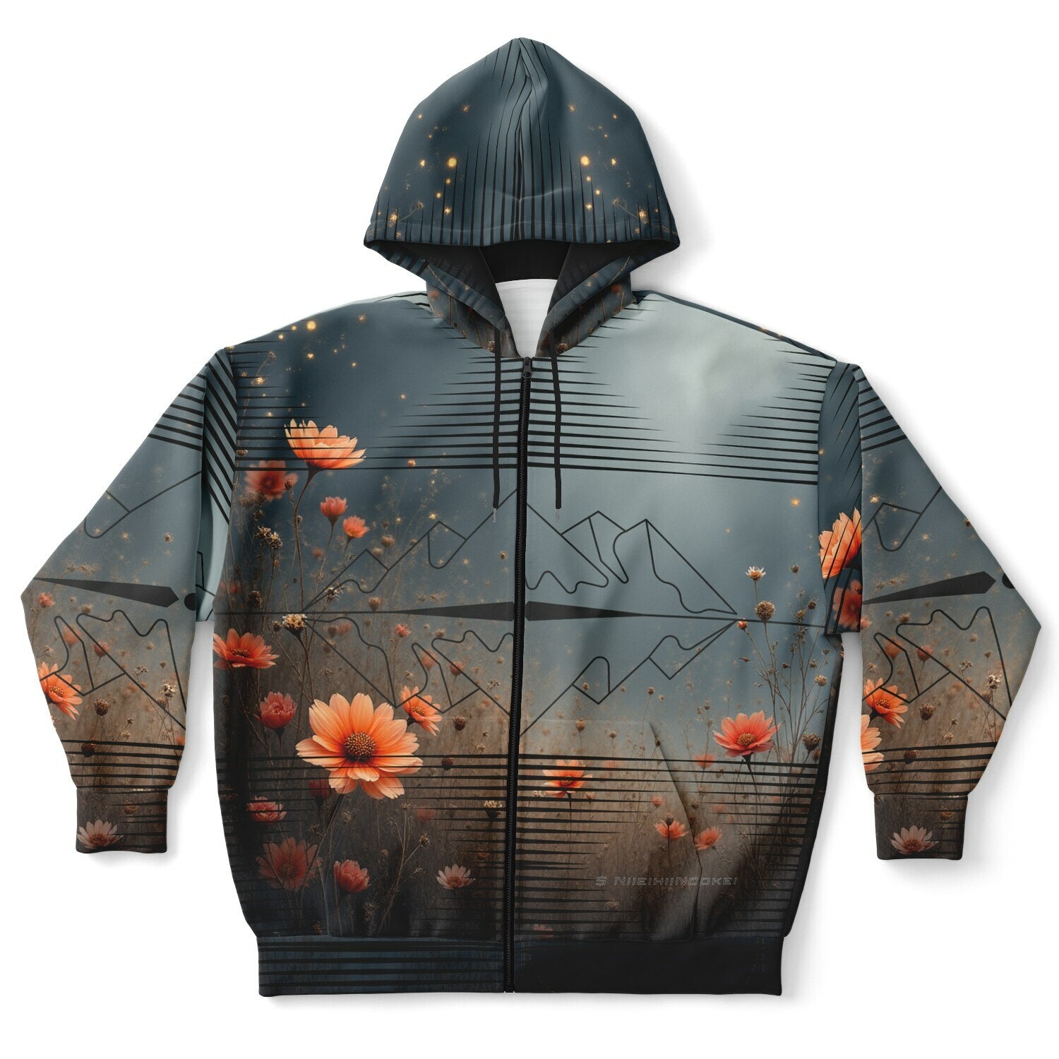 $NiieihiiNookei  Plus-size Ziphoodie - AOP
