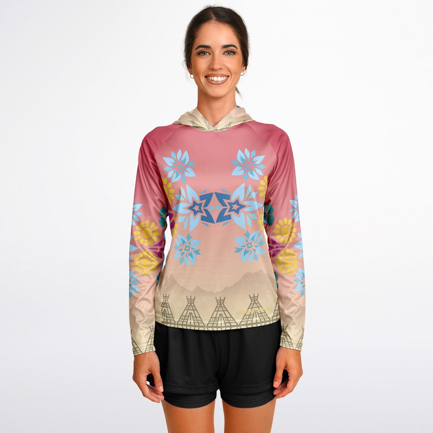 $NiieihiiNookei Women's Long Sleeve Hooded Performance Shirt - AOP
