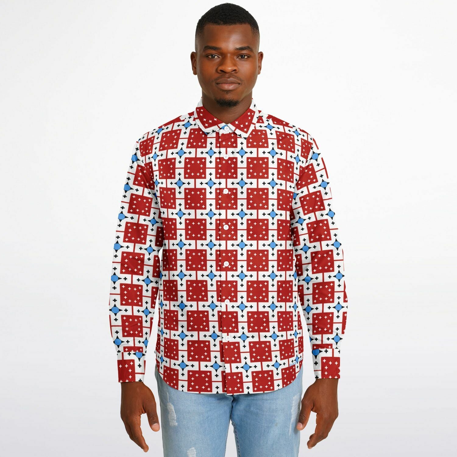 $NiieihiiNookei Long Sleeve Button Down Shirt - AOP