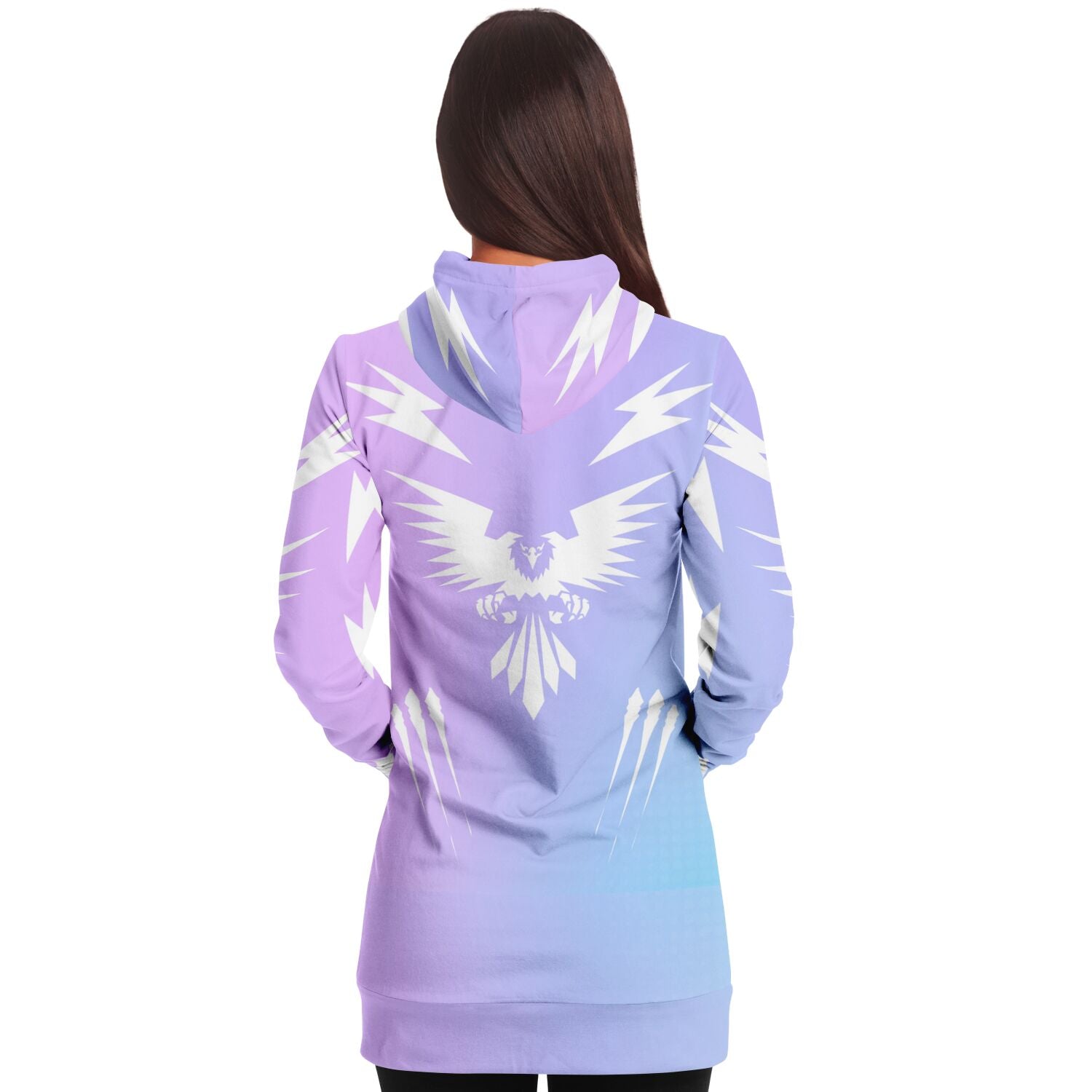 $NiieihiiNookei design Fashion Longline Hoodie - AOP