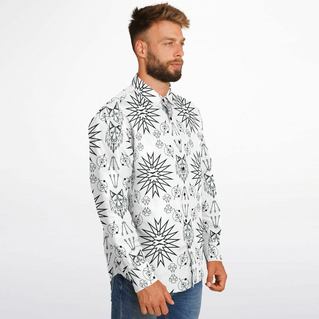 $NiieihiiNookei Long Sleeve Button Down Shirt - AOP