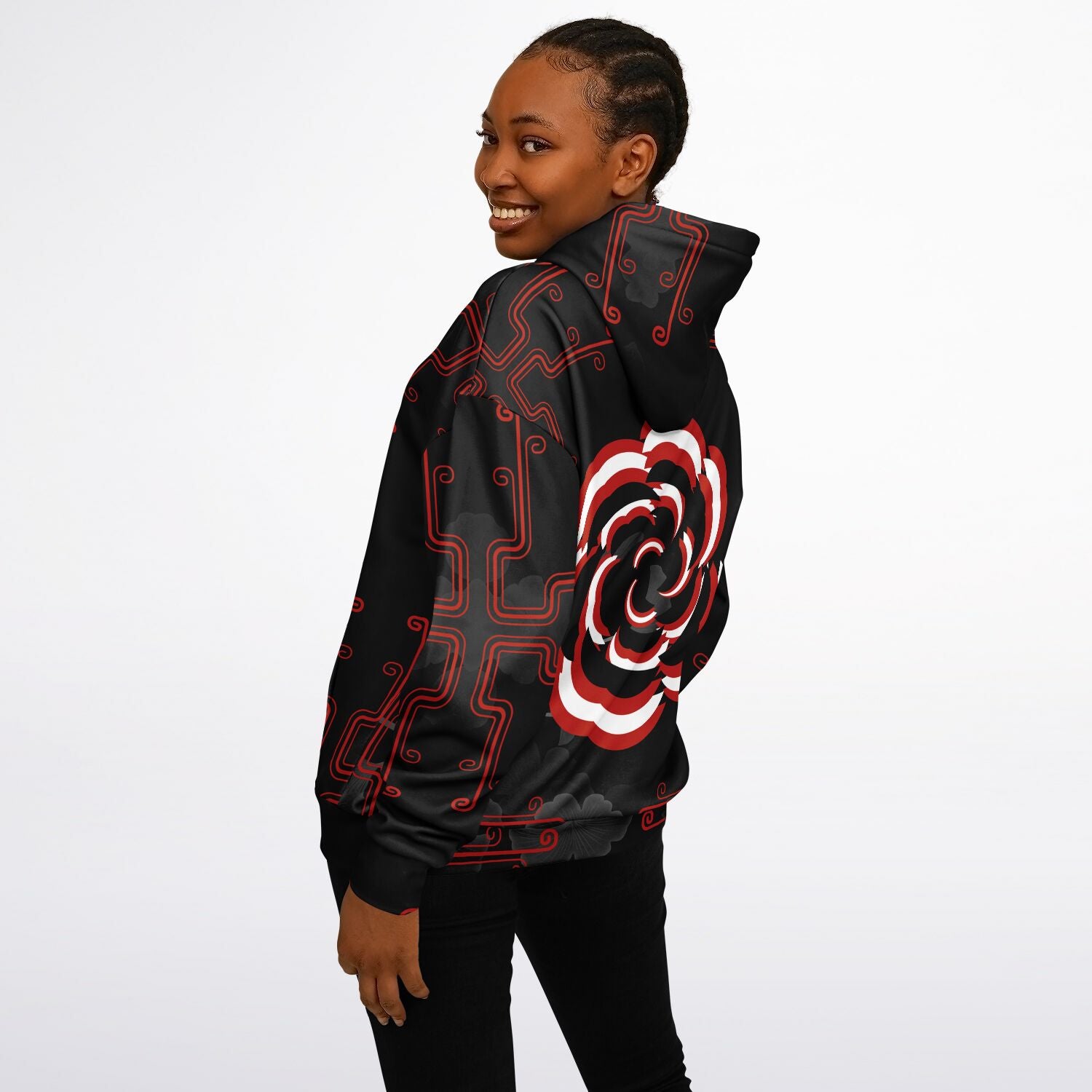 $NiieihiiNookeii Rose Heavyweight Oversized Hoodie - AOP