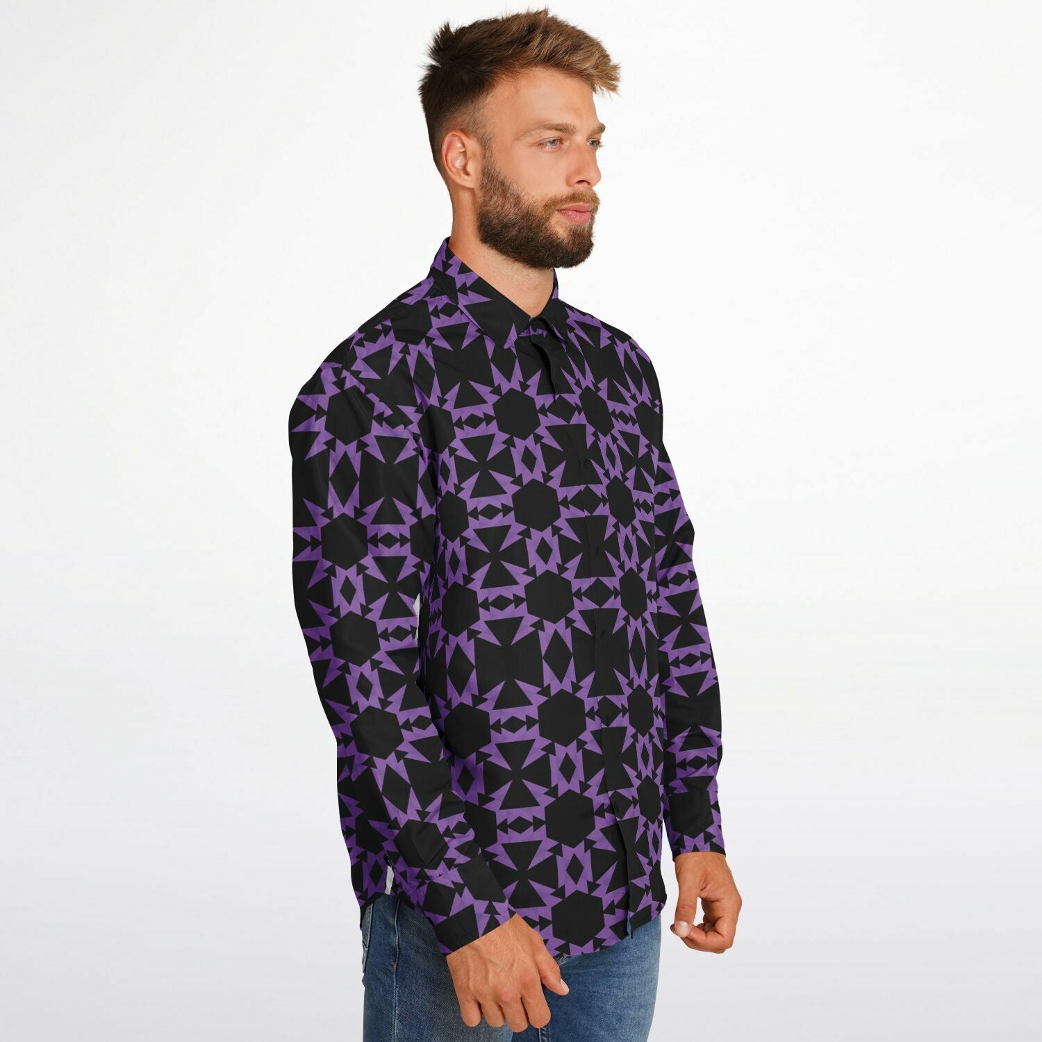 $NiiieihiiNookei Long Sleeve Button Down Shirt - AOP