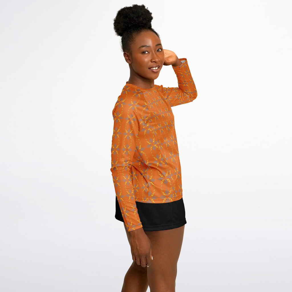 Women's Long Sleeve Performance Shirt - AOP Orange