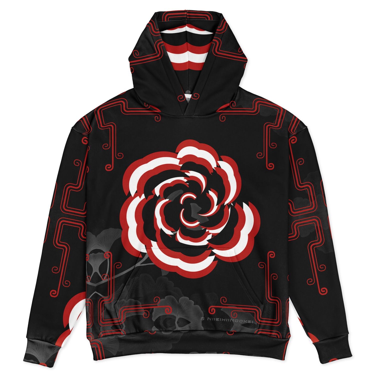 $NiieihiiNookeii Rose Heavyweight Oversized Hoodie - AOP