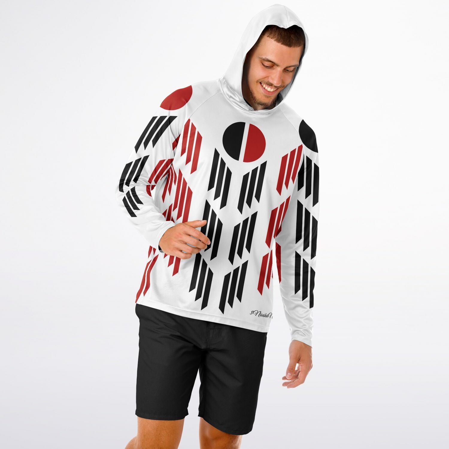 Arapaho Flag Long Sleeve Hooded Performance Shirt - AOP