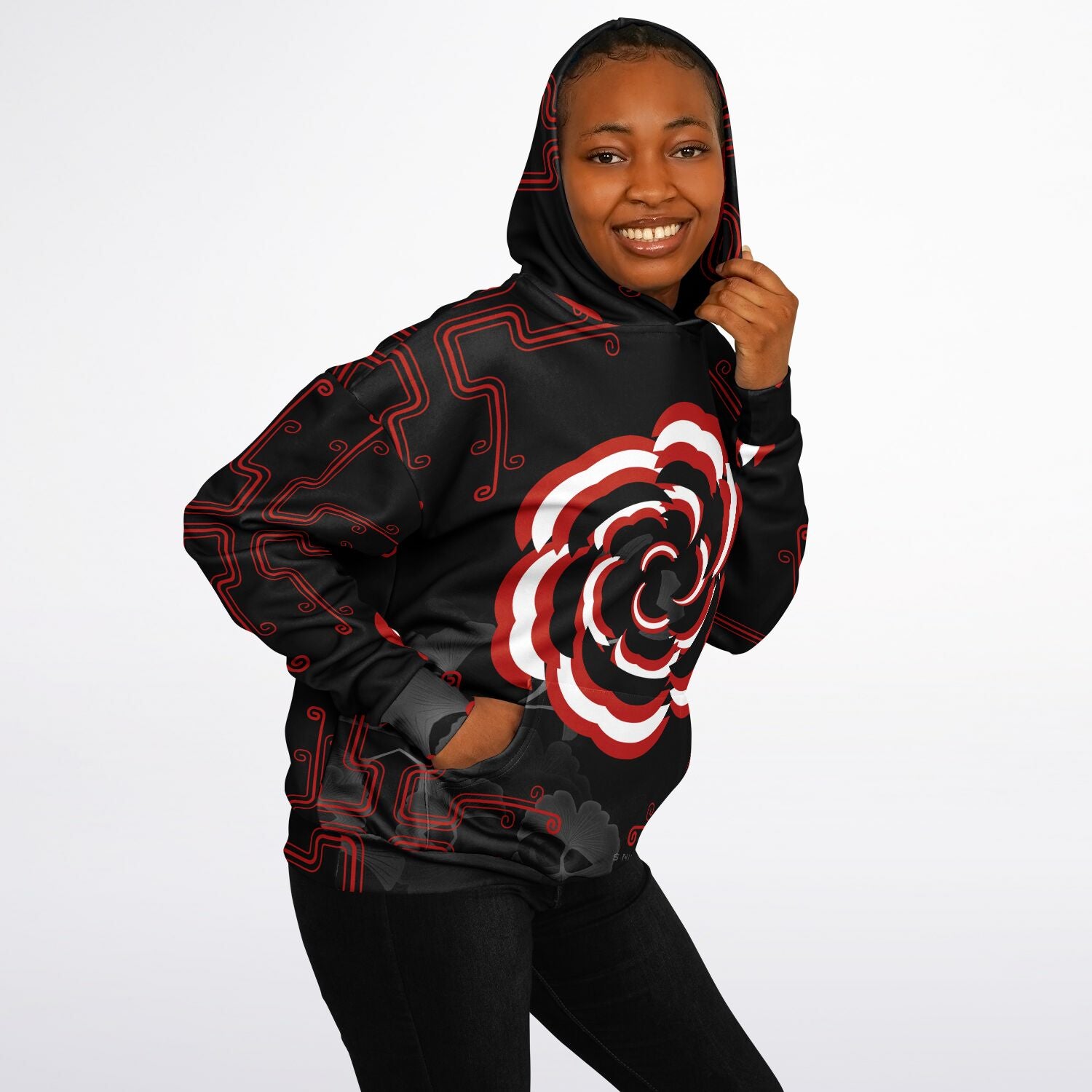 $NiieihiiNookeii Rose Heavyweight Oversized Hoodie - AOP