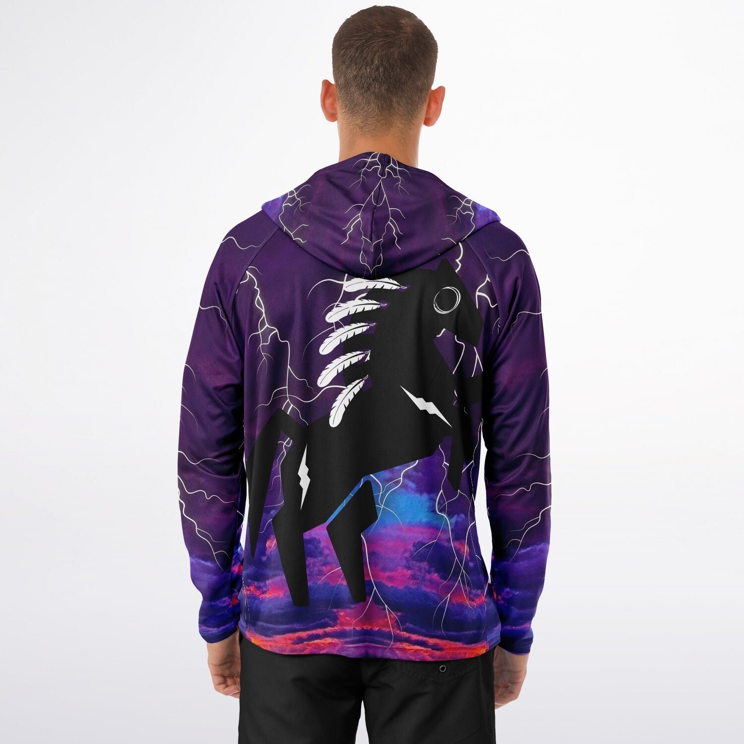 $NiieihiiNookei Men's Long Sleeve Hooded Performance Shirt - AOP