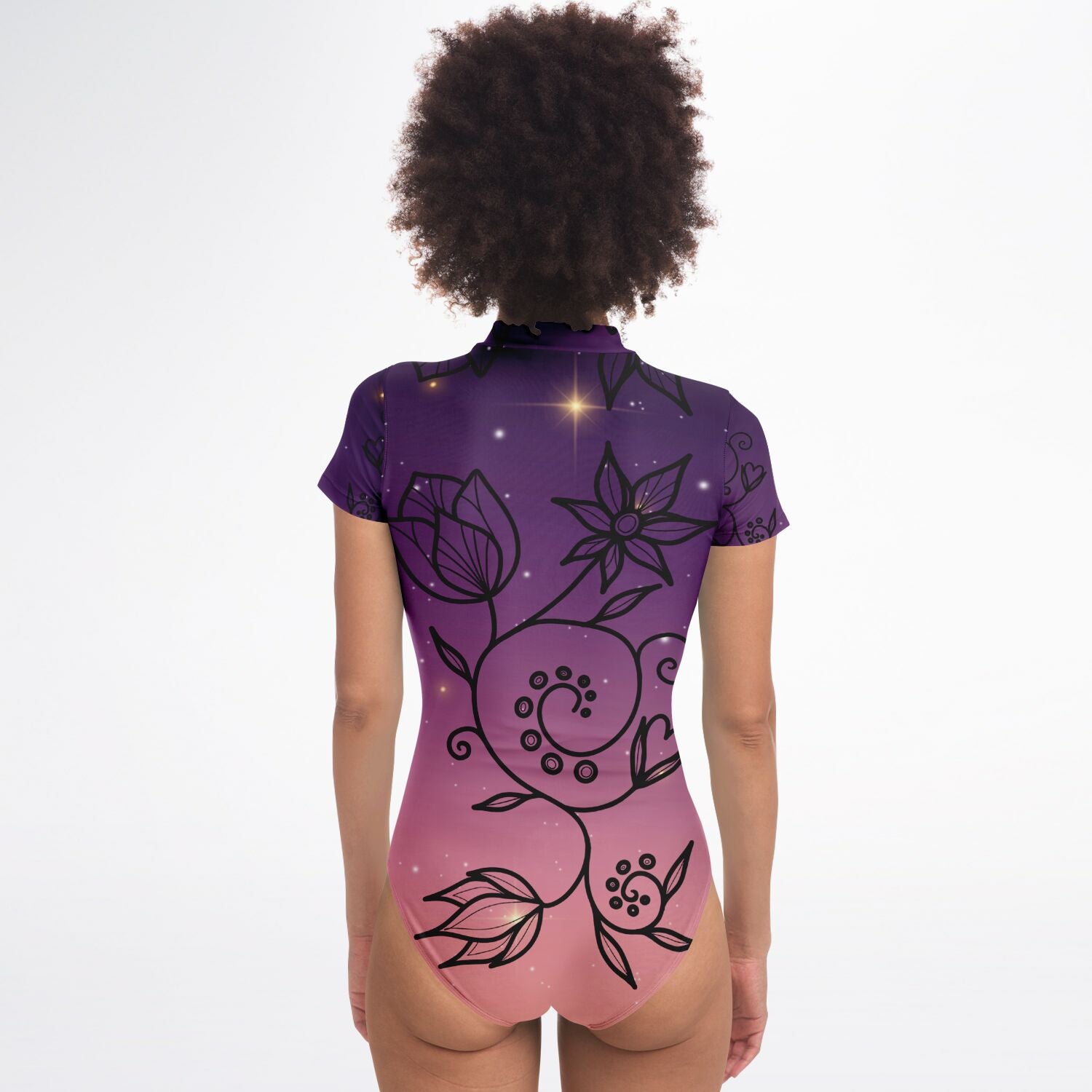 $NiieihiiNookei Floral Sunset Bodysuit Short Sleeve - AOP