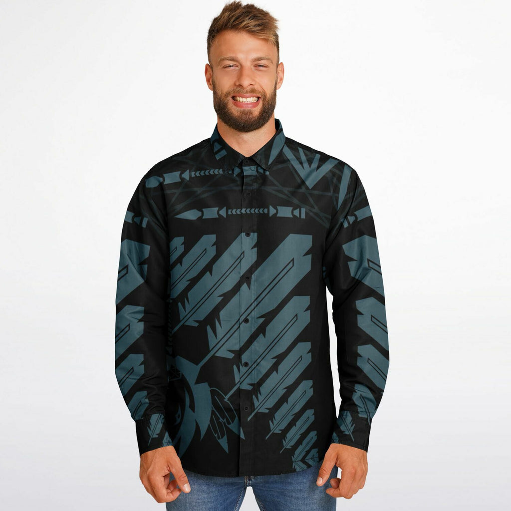 $NiieihiiNookei Long Sleeve Button Down Shirt - AOP