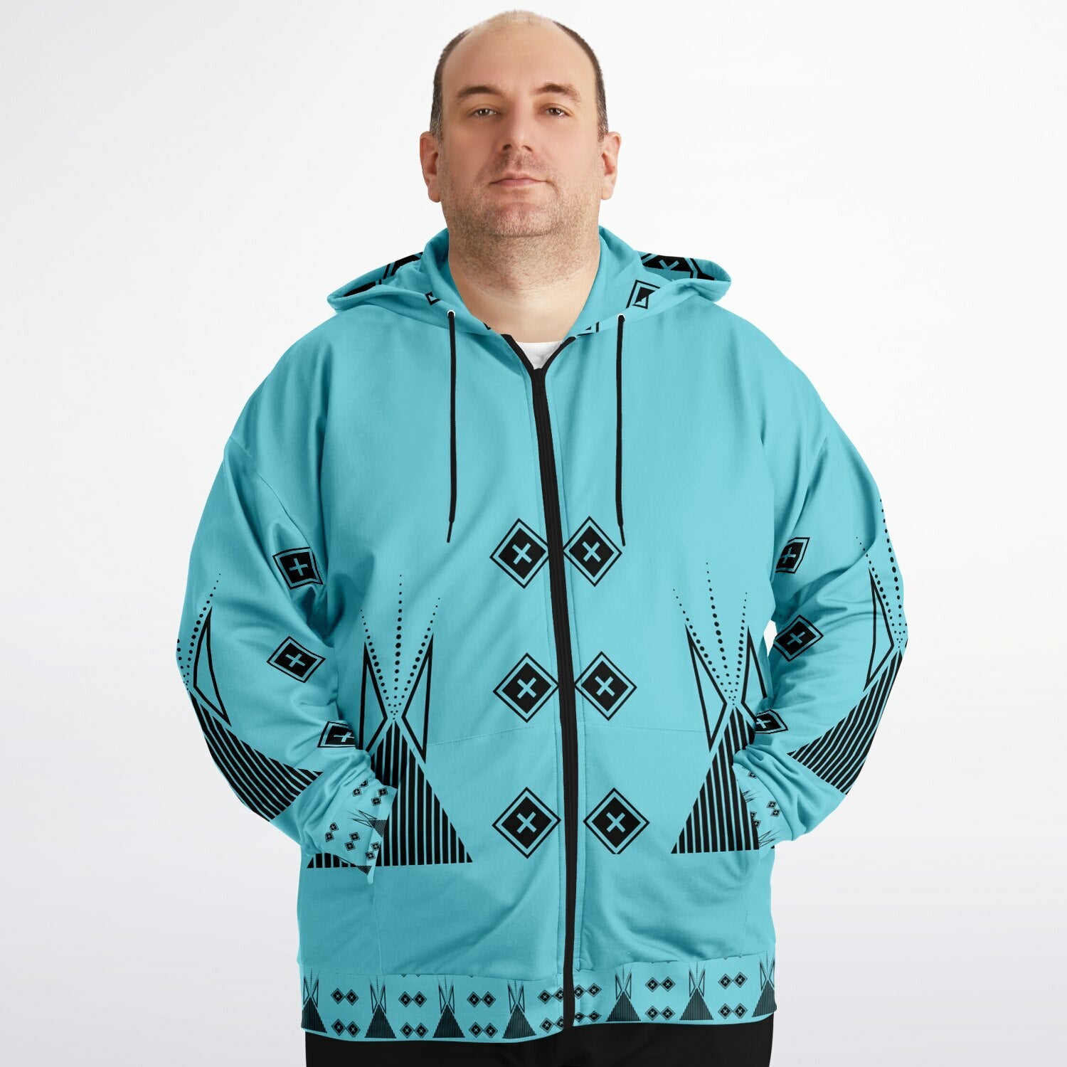 $NiieihiiNookei Fashion Plus-size Ziphoodie - AOP