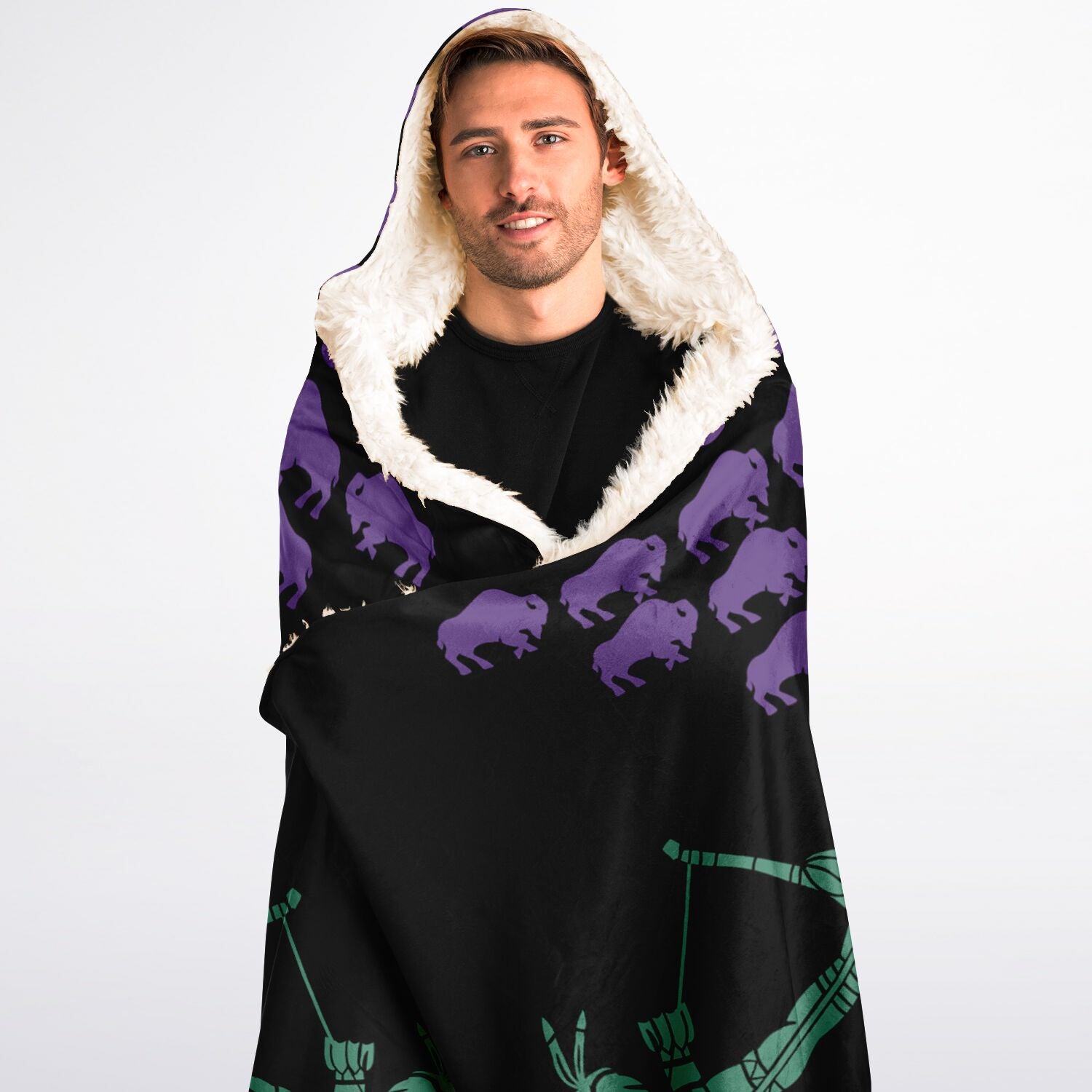 $NiieihiiNookei Hooded Blanket Sherpa - AOP