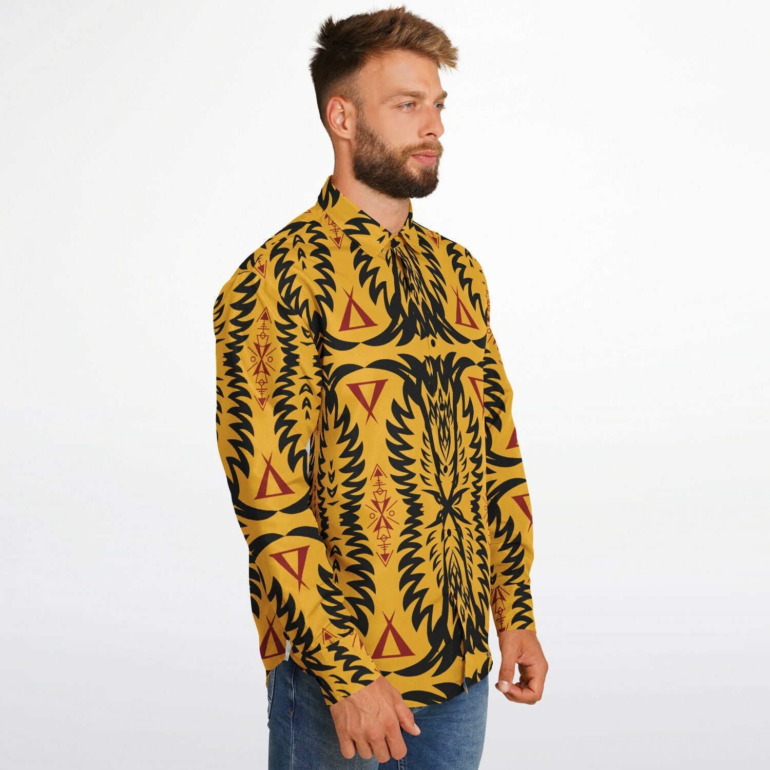 $NiieihiiNookei Long Sleeve Button Down Shirt - AOP