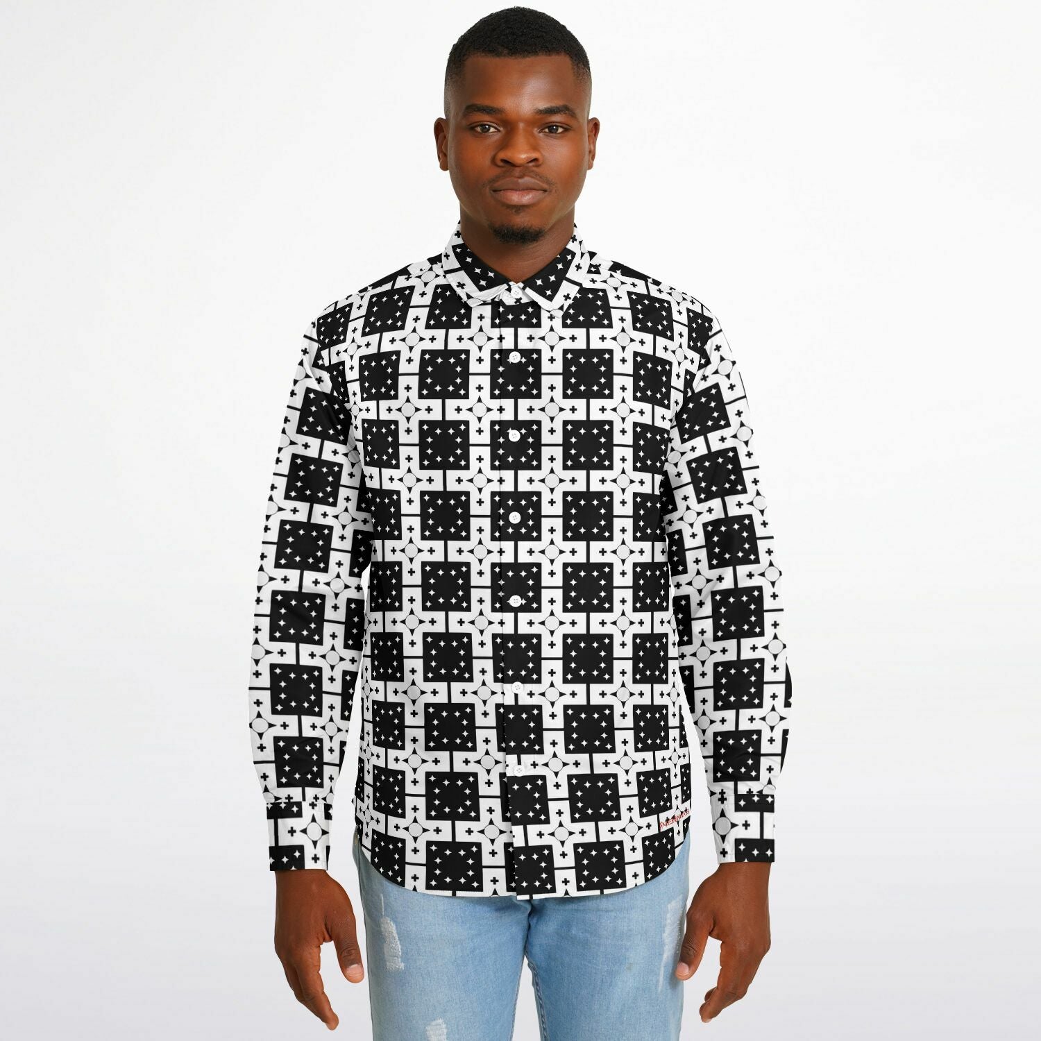 $NiieihiiNookei Long Sleeve Button Down Shirt - AOP