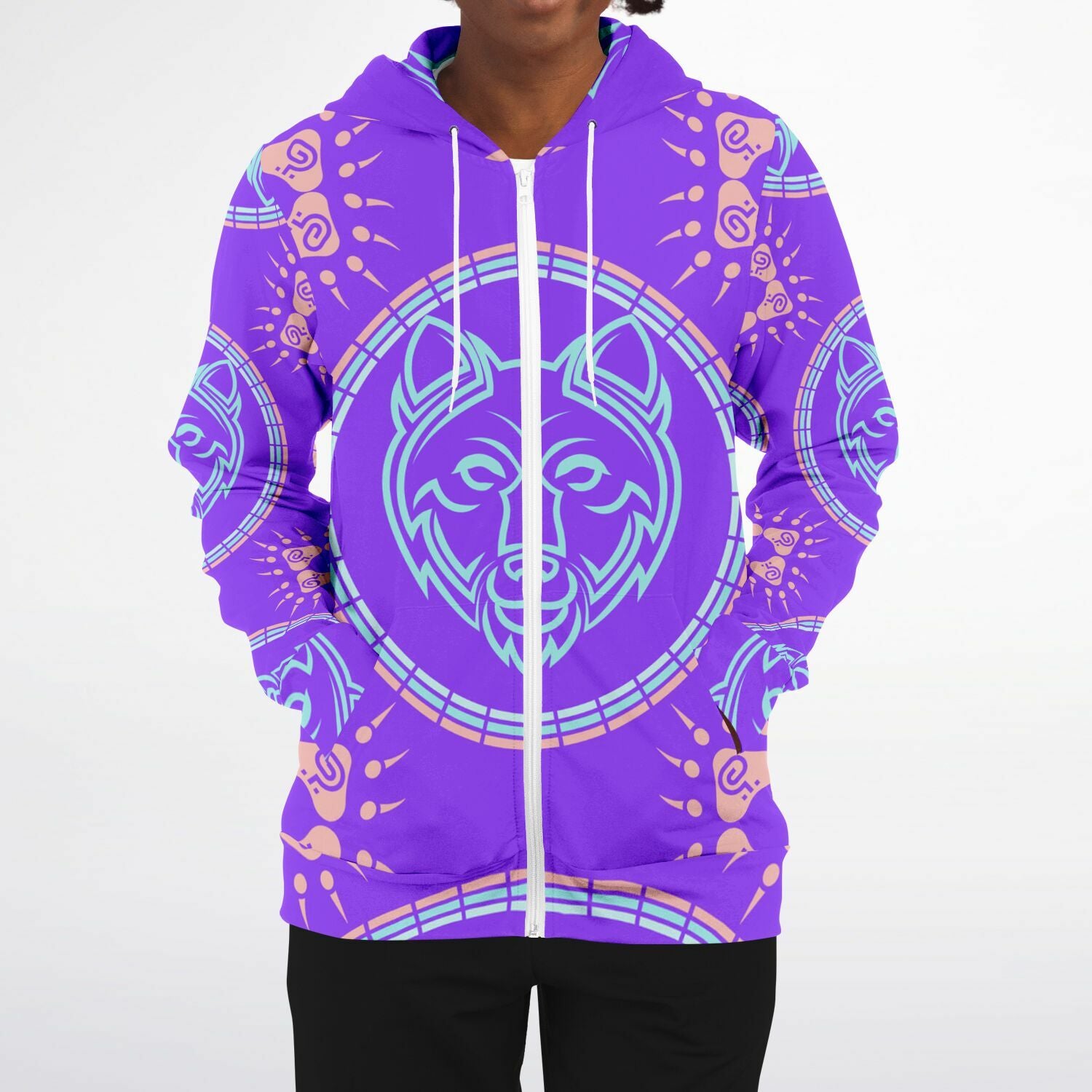 $NiieihiiNookei Bear Fashion Zip-Up Hoodie - AOP