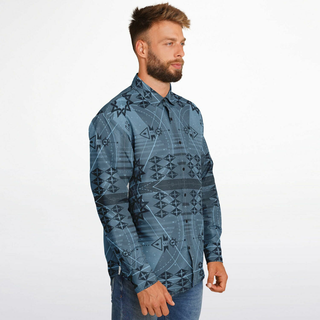 $NiieihiiNookei Long Sleeve Button Down Shirt - AOP
